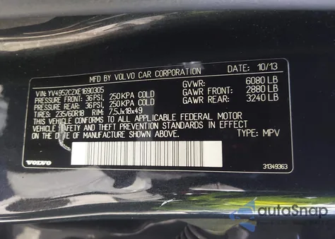 2014 Volvo Xc90 3.2 z USA, uszkodzony, nr VIN YV4952CZXE1690305